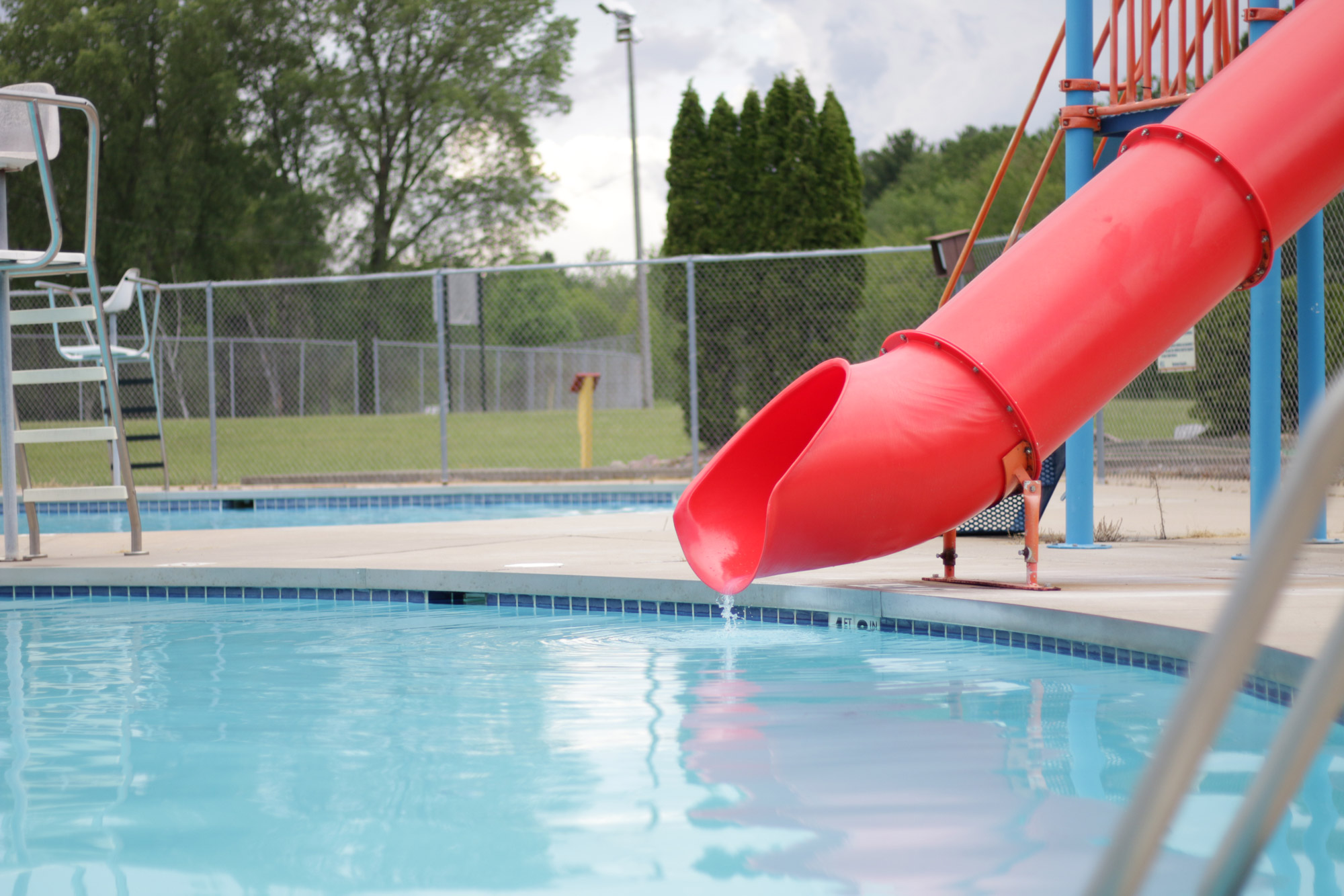 Slide in Pool Area